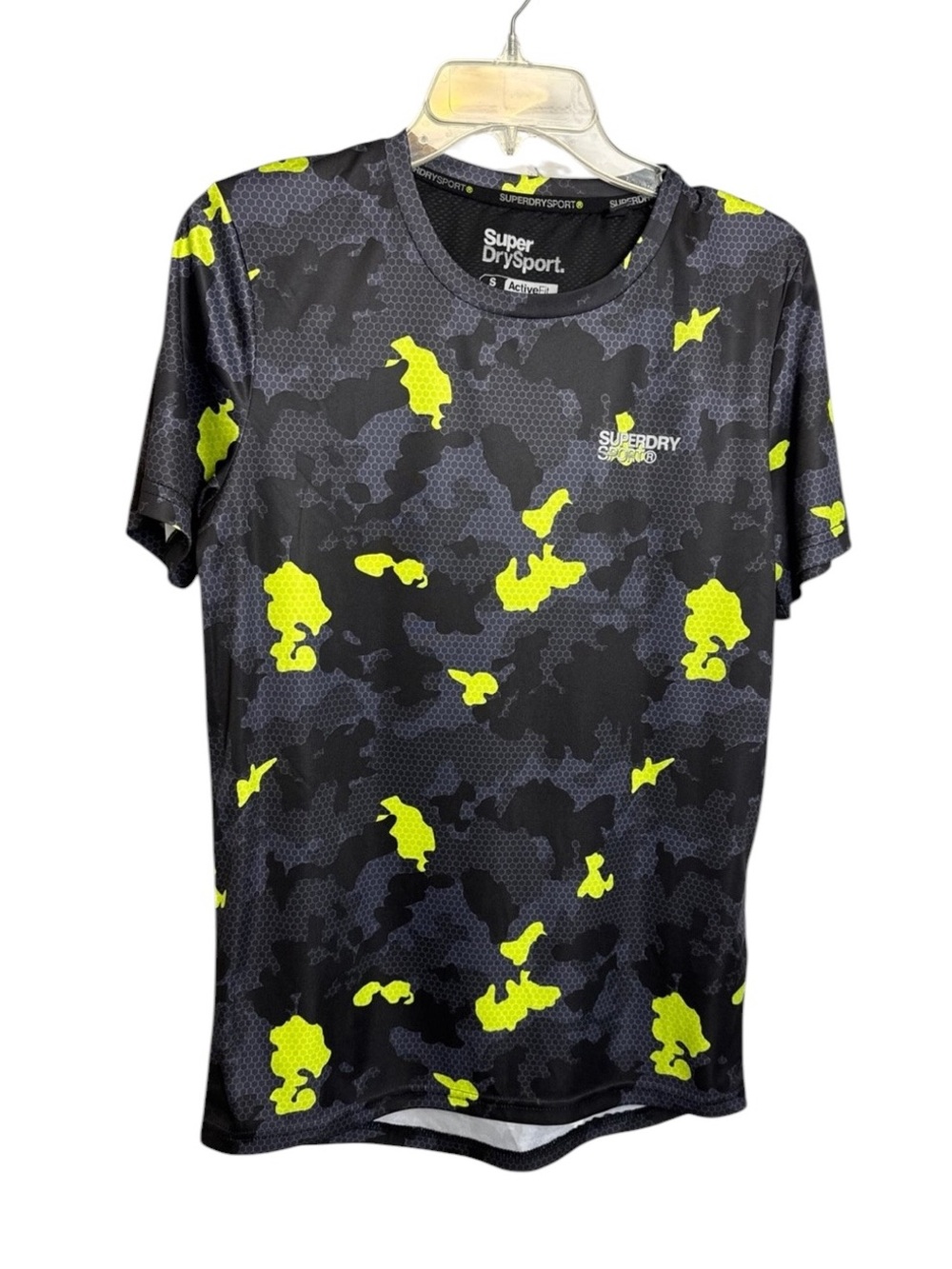 Superdry sport small athletic shirt neon camo activewear ladies small cycle yog